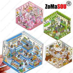 New! Cartoon 3D DIY Landscaping Stickers Miniature Scene Stacking and Pasting Hand Account Stickers Christmas Gift for Children
