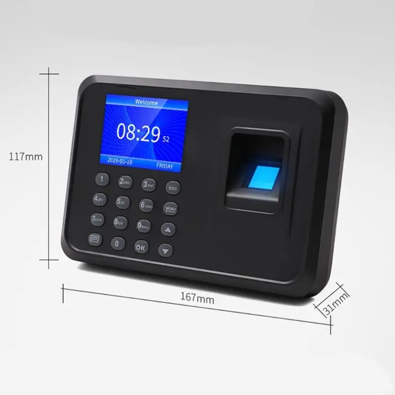 U2JE Biometric Employee Attendance Machine Fingerprint Time Clock Recorder Device USB Data Manage Check-in Device EU Plug
