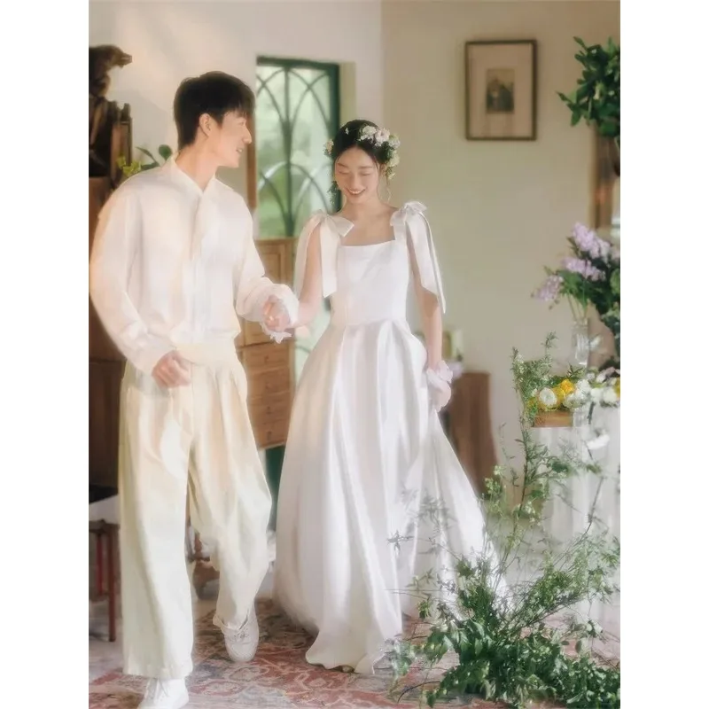 黒のシンプルなウェディングドレス女性のファッションスパゲッティストラップエレガントな A ラインパーティードレスサテンロングイブニングドレス