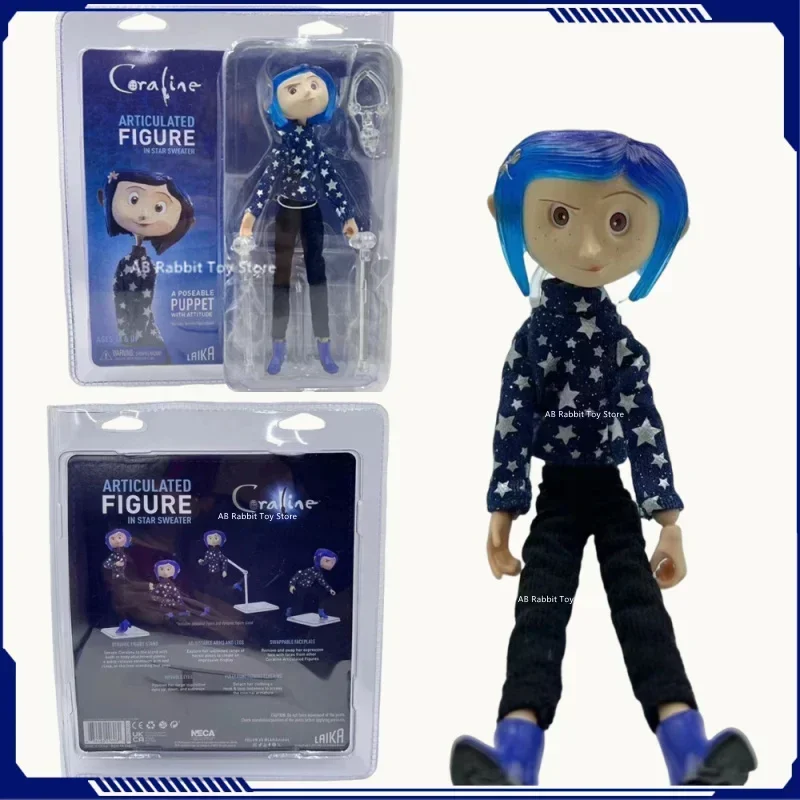 NECA Coraline Anime Figure Raincoat Pull, Chemise rayée, LA Girl Action Figurine, Statue Collection, Modèle Butter, Halloween ToyGift