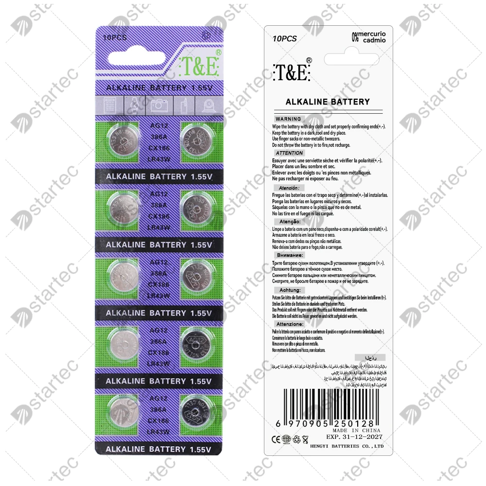 10PCS-300PCS 1.55V AG12 LR43 SR43 186 386 LR1142 V12GA AG 12 Button Batteries SR43W SR1142 Cell Coin Watch Toys Remote Battery