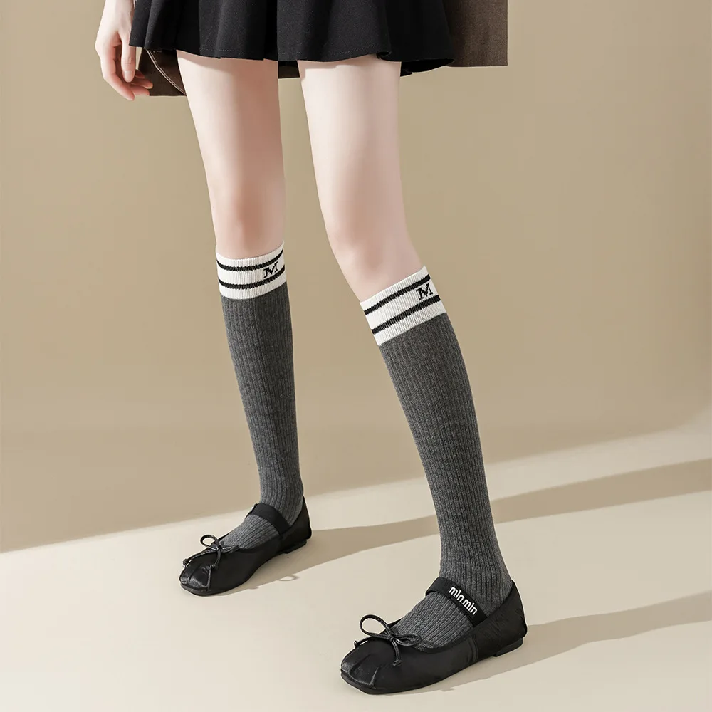 1/3 pairs Elegant simple stripe socks women new spring autumn fashion long socks comfortable sweat absorbing women's socks ﻿