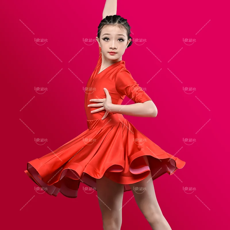 Robe de danse à pampilles pour filles, robe de tango pour enfants, costume de carnaval, costume de salsa latine