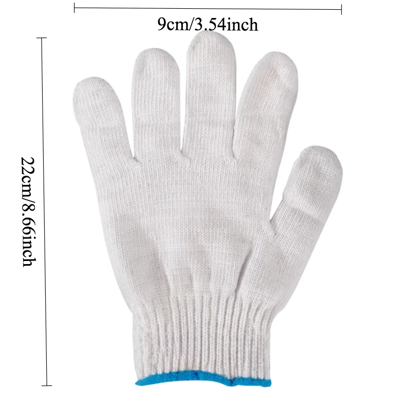 5 Pairs Gardening Gloves Protective Cotton Thread Household Gloves Work Thick Nylon White Yarn Wear Resistant Gloves