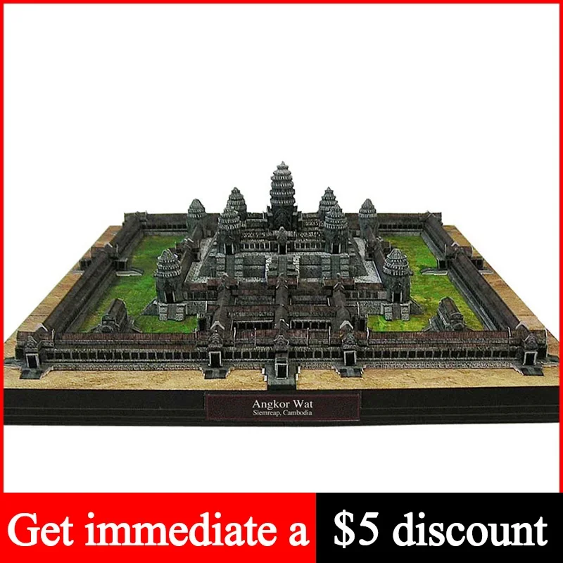 Cambogia Angkor Wat Pieghevole Modello di carta 3D Casa Papercraft Arte fai da te Origami Edificio Adolescenti Giocattoli artigianali fatti a mano per adulti QD-190