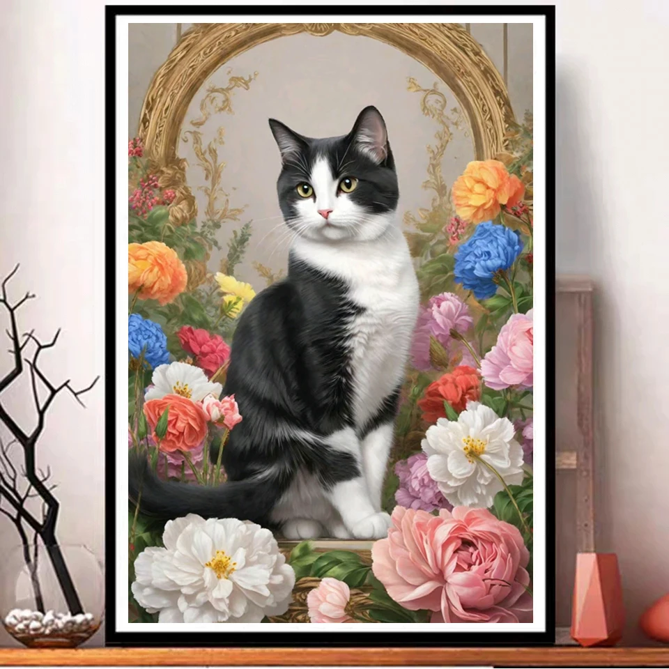 Diamond Painting New 2026 Black Cat Flower Scenery Embroidery Mosaic 5d Diy Cross stitch Full Square Round Rhinestone Home Decor