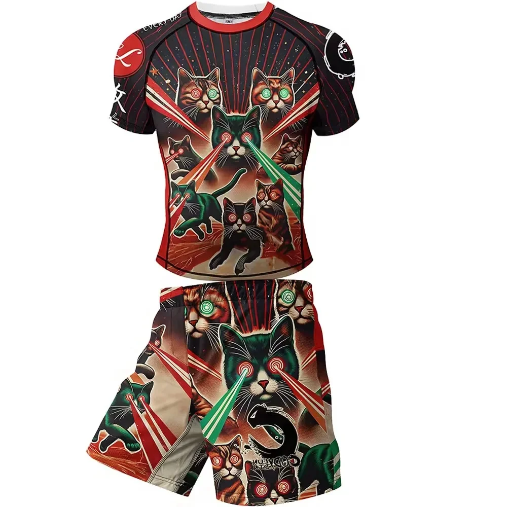 2026 New Hot Selling Jujutsu Kickboxing Training Anti Wear Clothing Compression Exercise Gym Shirt Fitness Set Comfortable