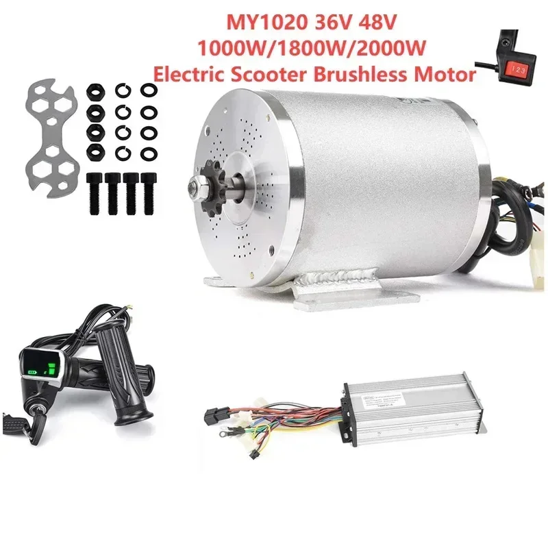 MY1020 36V 48V 1000W 1800W 2000W Electric Scooter Brushless Motor 12 15 Tube Controller Set Scooter Accessories