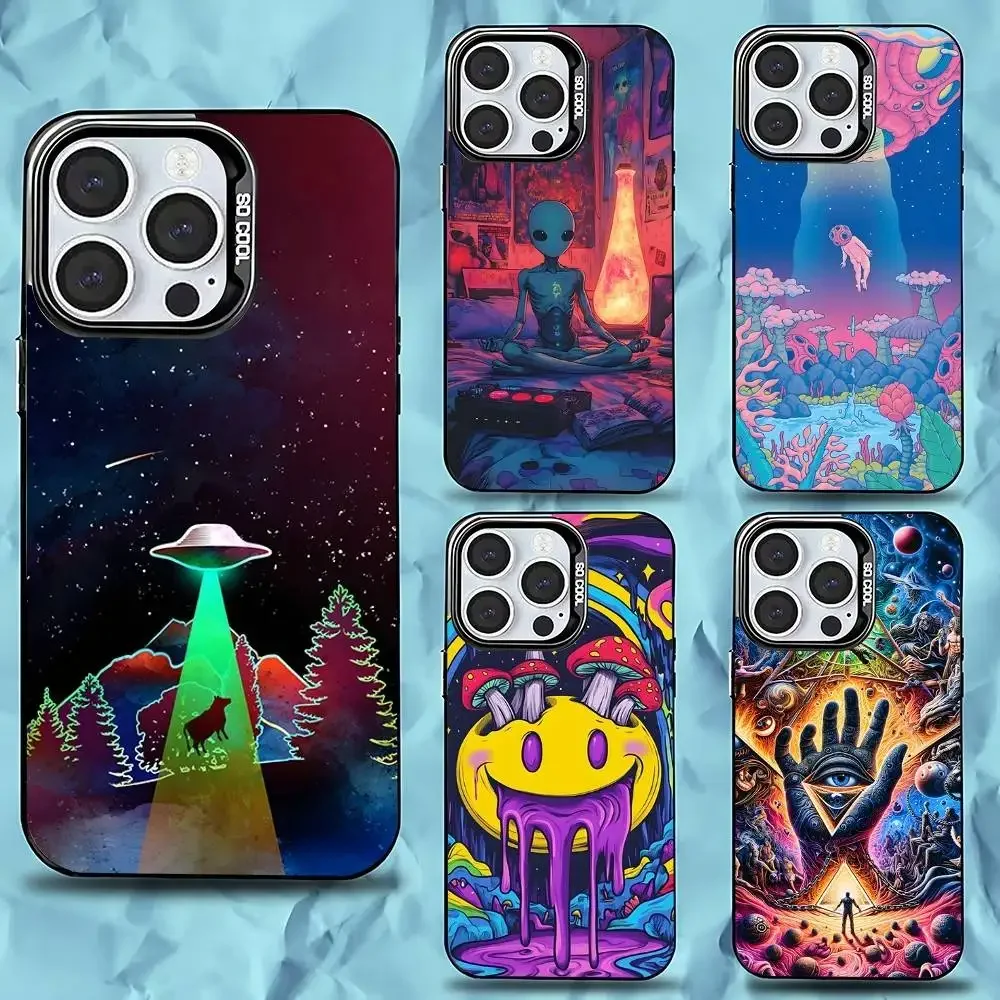 

Psychedelic Trippy Art Phone Case For iPhone 16,15,14,13,12,11,Pro,Max,Plus,Mini,XS,SE Anti Fall Black Matte Hard Bumper