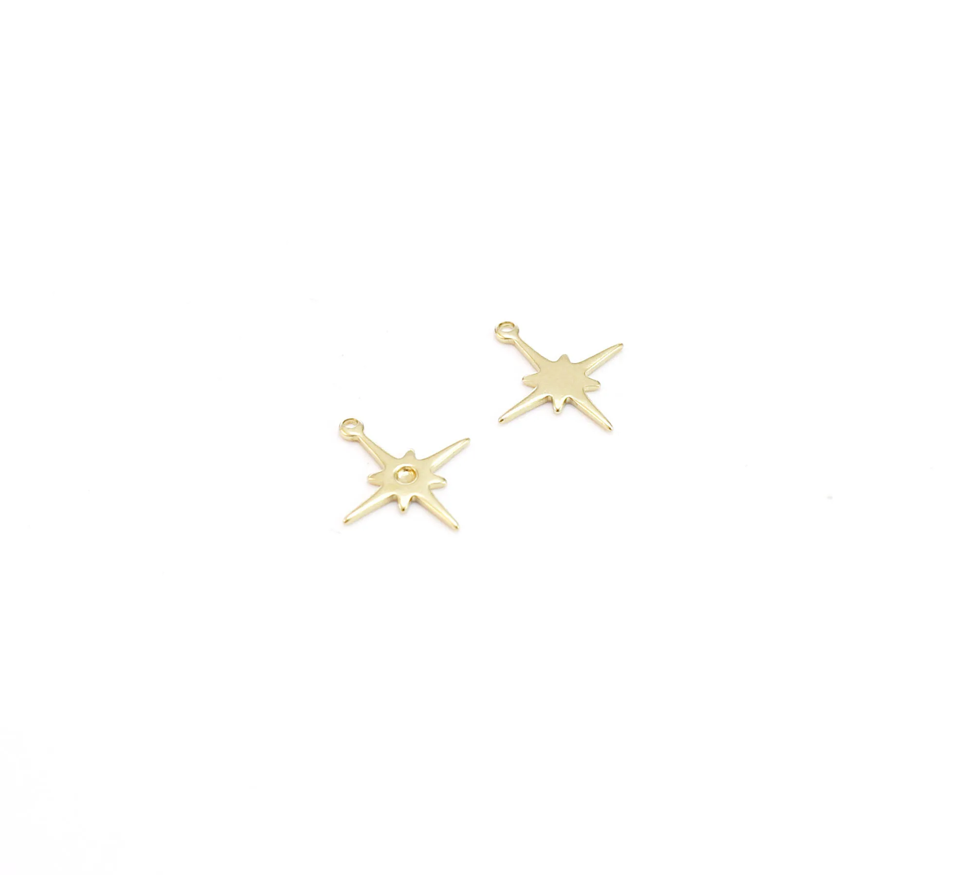 50pcs North Star Earring Charms, Tiny Star Charm, Raw Brass Celestial Charm, Earring Findings, 13.5x12mm, Jewelry Making -R1151