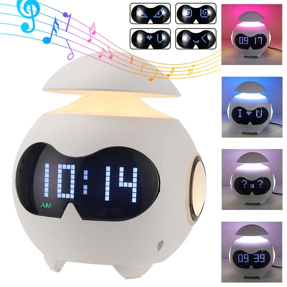 Smart Wake Up Night Light Lamps Emotion Alarm Clock Wireless HIFI Level Sound Bluetooth Speaker LED Display Digital Clock Decor