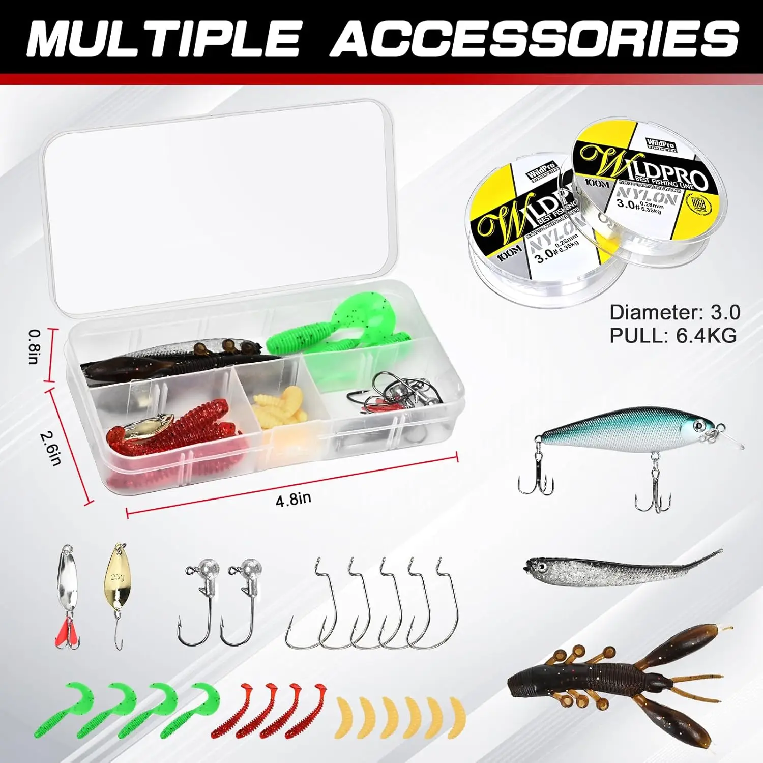 مجموعة صنارة صيد السمك من ألياف الكربون تلسكوبية بطول 6.89 قدم مع ملحقات، مجموعة محمولة للصيادين