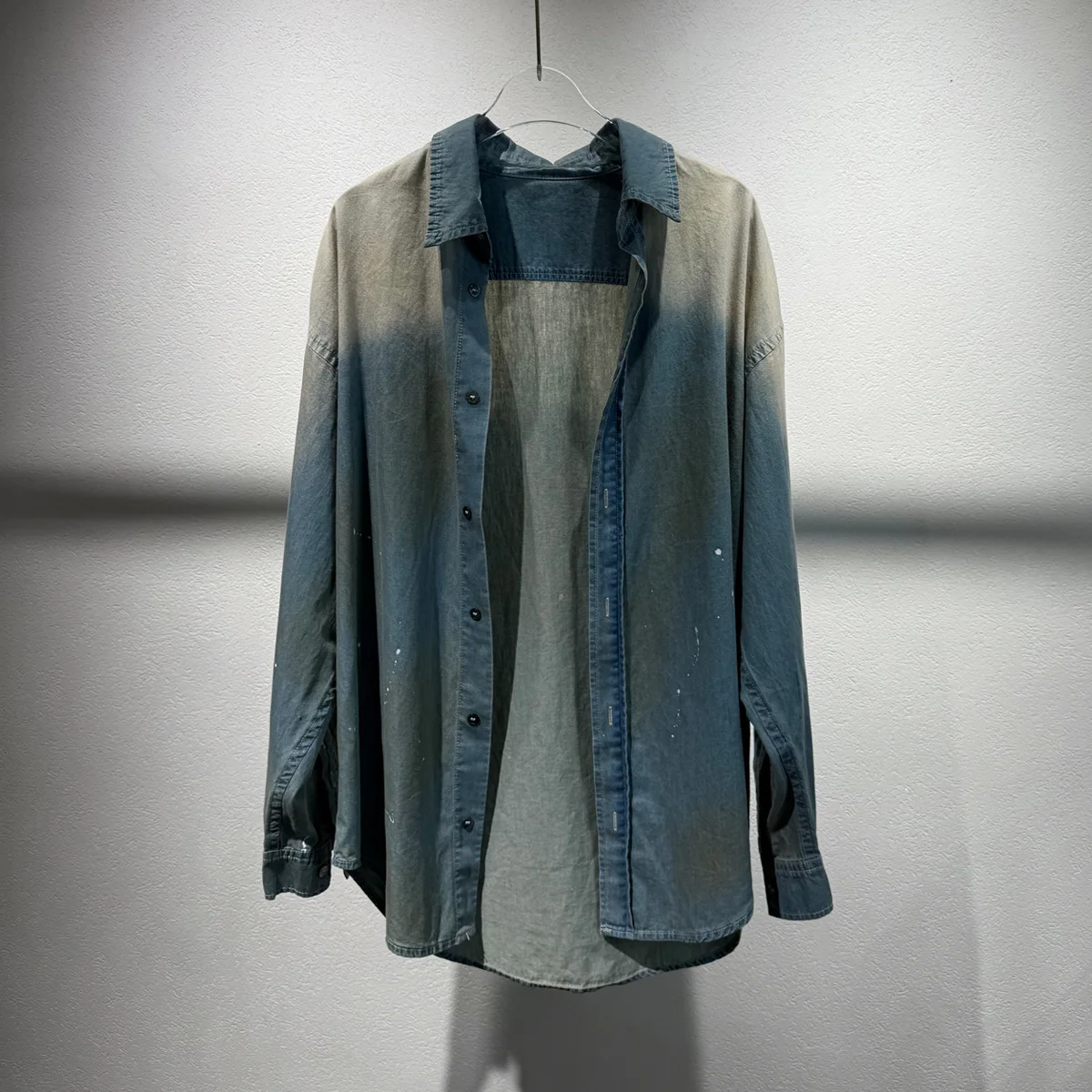 2025 خريف جديد خمر غسلها كم طويل قميص دينيم فضفاضة تناسب المرأة #5