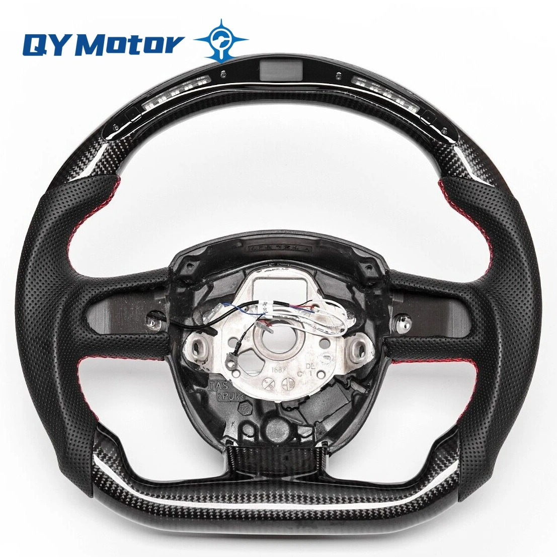 LED Display Real Carbon Fiber Steering Wheel For Audi B8 A4 A5 2008-2012 Perforated Leather Car Steering Wheel