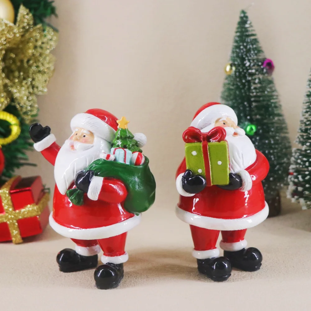 Mini-Weihnachtsmann-Figur Neujahrs-Heimdekoration Weihnachtskamin Tischdekoration Kunstharz-Handwerk Weihnachtsgeschenk – Detail 7