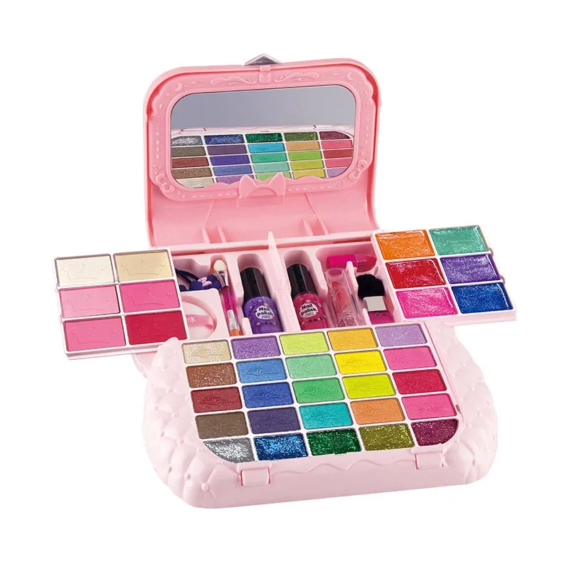 Hot  Makeup Toy Kits With Cosmetic Case Portable Playset Washable Makeup Toys Gift For Present Christmas Holiday Festival Gift