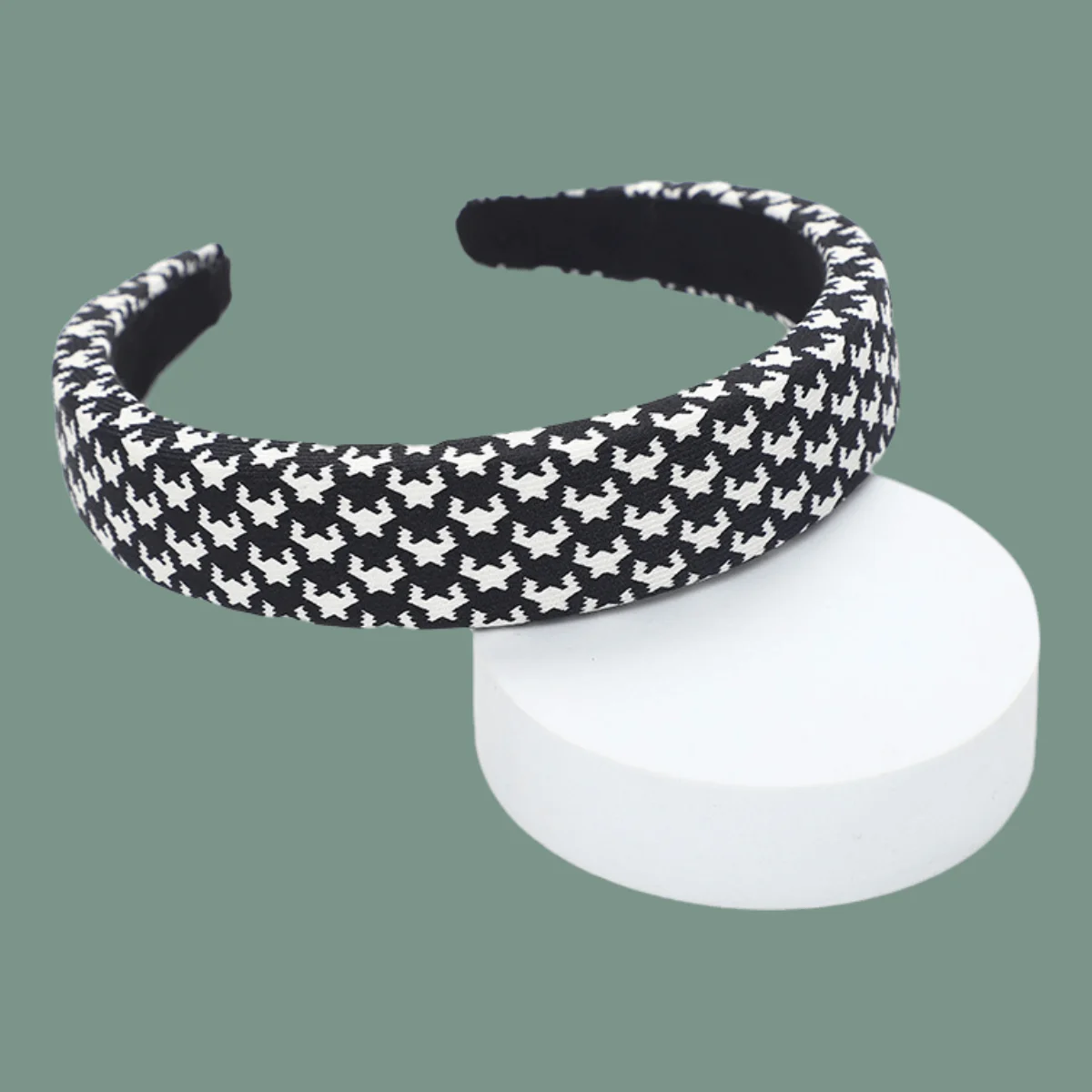 

Black White Checkered Headband Wide Sponge Hair Hoop High Crown Retro Design Korean Style for Women Autumn Hair Accessories