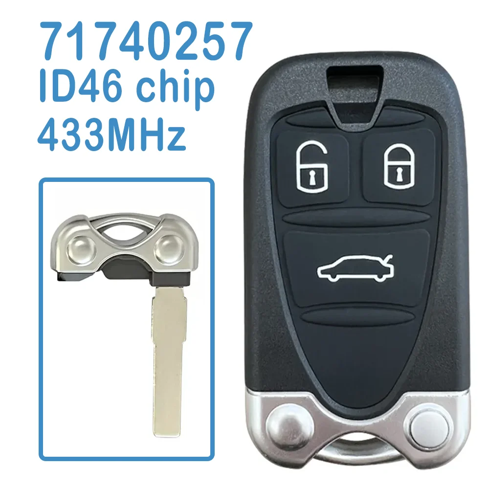 

71740257 Auto Smart Remote 3 Buttons 433MHz PCF7941/ID46 Chip Replace Smart Car Key Fob For Alfa Romeo 159