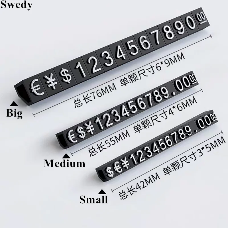30 Strips 3x5mm Mini Plastic Adjustable Number Price Cube Tags Price Label Holder Dollar Eur Digital Price Tags