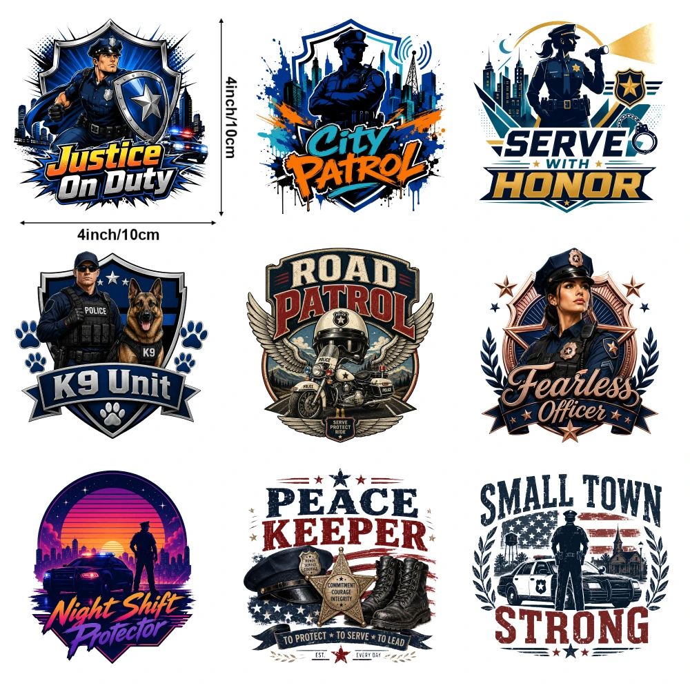 9 Pcs Police Badge K9 Unit Serve Honor Peace Keeper City Patrol Night Shift Justice Duty Road Patrol Fearless