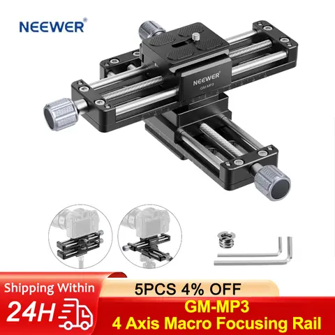 NEEWER GM-MP3 4 Axis Macro Focusing Rail for Macro Photography, Dual Sliders with Lead Screws, Dual Arca Type Quick Release