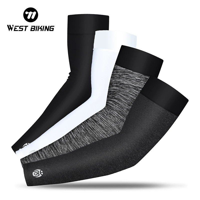 WEST BIKING Sports Arm Sleeves Ice Fabric UV Protection Cycling Running Basketball Arm Warmer Outdoor Fitness Compression Sleeve