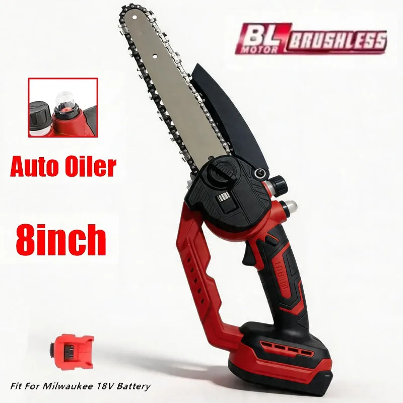 

For Milwaukee 18V Battery Brushless 8 Inch Chainsaw Auto Oiler Electric Chain Saw Cordless Garden Pruning Power Tools