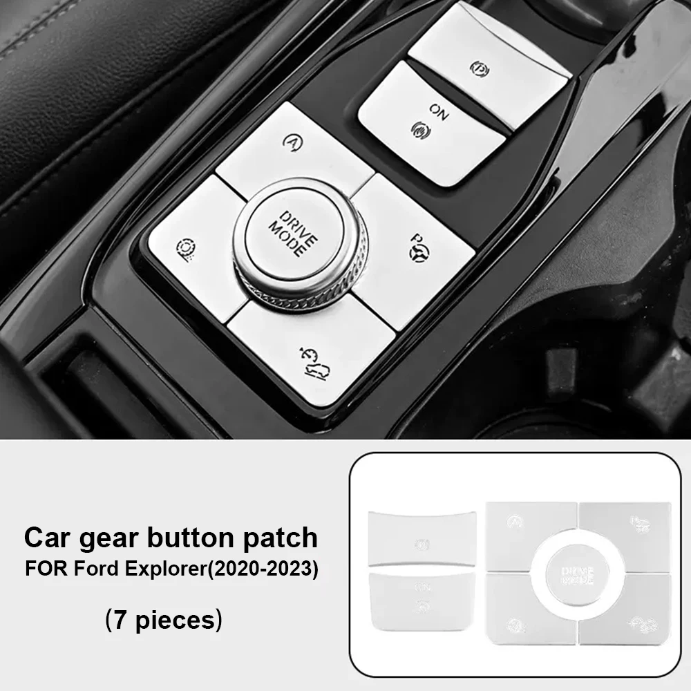 Car Gear Knob Ring Cover/Gear Shift Switch/Window Lifter Switch Button Cover For Ford Explorer 2020-2023 Sticker Accessories