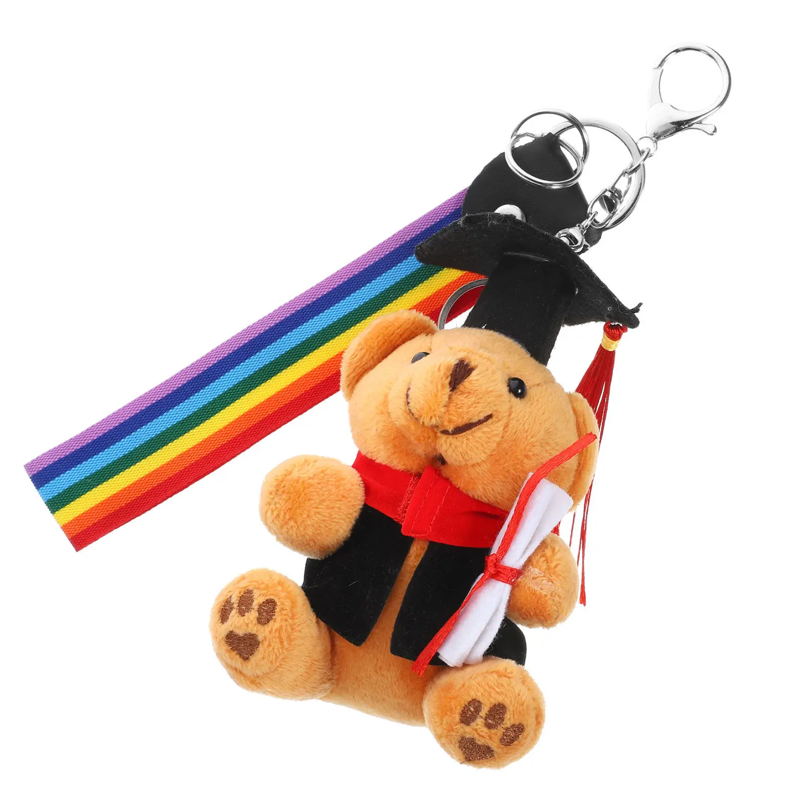 

Stuffed Bear Keychain Pendant Decor for Luggage Mobile Phones Graduation Bear Key Chain Kawaii Keychain Accessory Party Favor