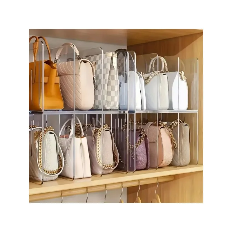 Multi-function Acrylic Book Magazine Bookshelf Storage | Clear Shoe Organizer 4 Sections Bag Closet Shelf | Handbag Storage Organizer Holder