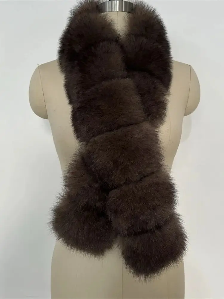 المرأة الفاخرة الدافئة ريال فوكس الفراء شال الشتاء السيدات أفخم وشاح يلتف الأوشحة كيب طويل