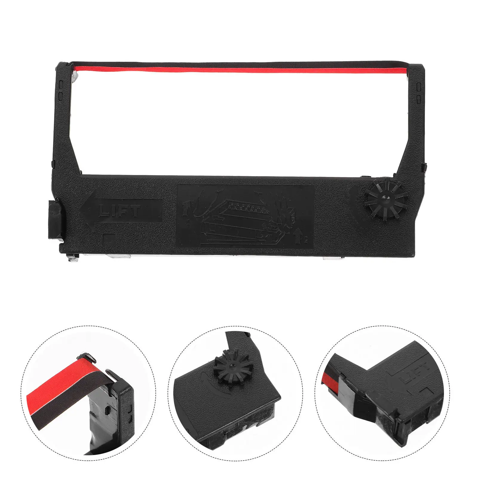 

Printer Ribbon Cartridge for Most Printers Black Red Ink Ribbon Holder Long Lifespan ABS Material Easy Install Replacement