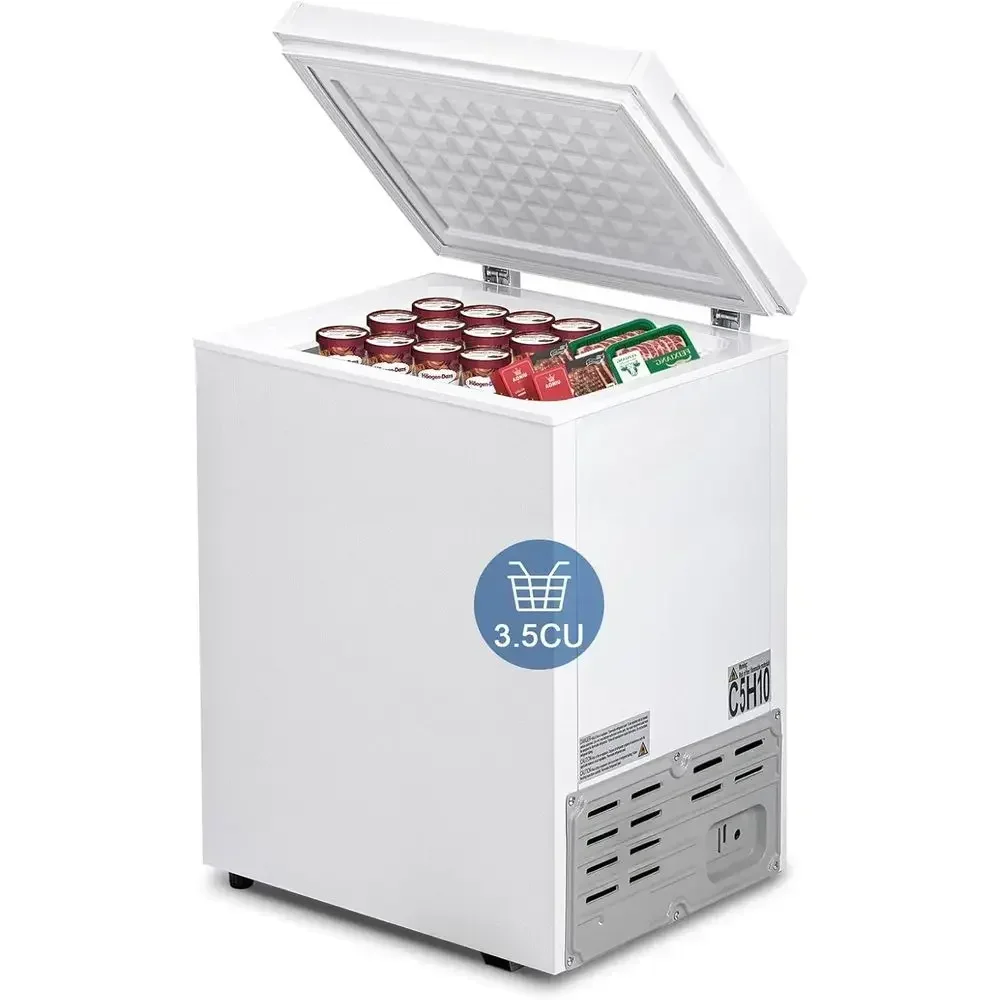 3.5 Cu. Ft. 7-Setting Chest Freezer, Portable Deep Freezer with Removable Basket, Ideal for Kitchen, Office, RV, and Restaurants