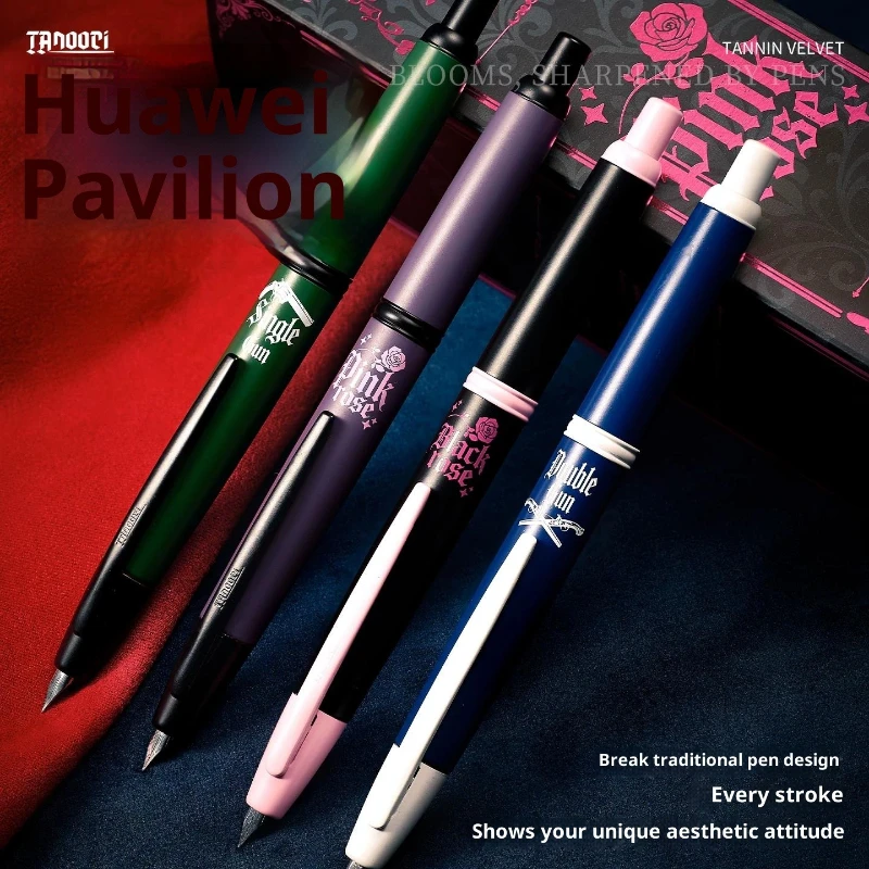 TANOOCI TFC-100 Guns&Rose Fountain Pen Set,Ins Stylish Contrast Color Press Pen,Perfect Gift For Teen Student Writing&Journaling