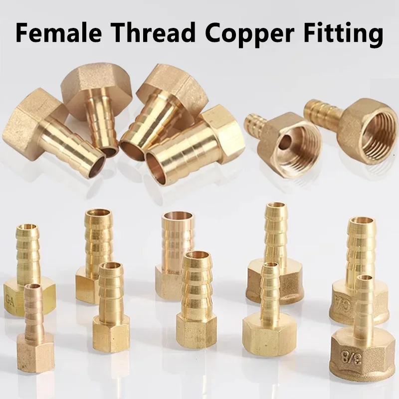 

20/100Pcs PCF Series Brass Fittings with Female Thread 6mm/8mm/10mm/12mm Pneumatic Joint Pagoda Hose Barb Tail Gas Fittings