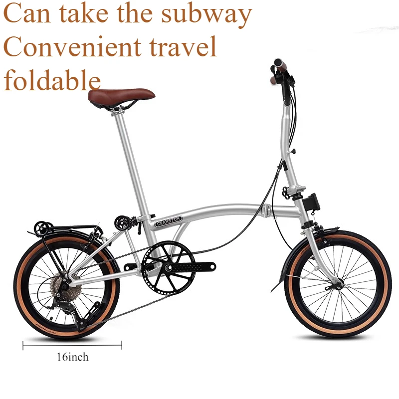 

16-дюймовый 9-скоростной трехскладной сверхлегкий портативный складной велосипед из городской ткани в стиле ретро для взрослых