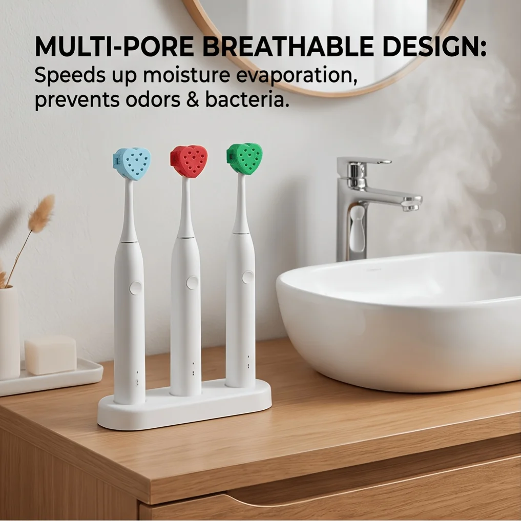 5pcs heart-Shaped Breathable Electric Toothbrush Head Protector, Travel Storage Case, Dust Cover, Lightweight