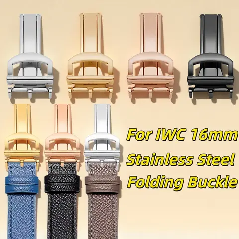 16mm Watch Buckle For IWC Nylon Rubber Leather Watch strap Stainless Steel Folding Buckle Replacement Solid Metal Watch Clasp