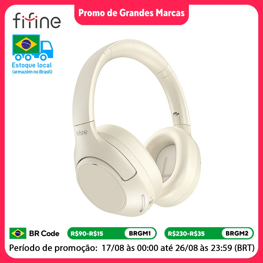 Fones de ouvido sem fio Bluetooth FIFINE para telefone/almofada, fone de ouvido sobre a orelha com cancelamento de ruído ativo para música/jogo, portátil, 65H-X3