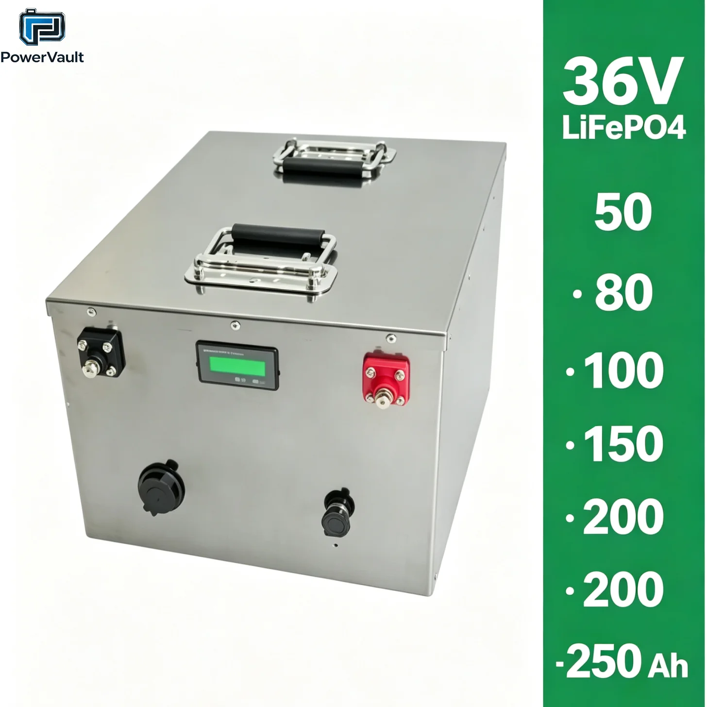 36V 50-250Ah LiFePO4 Deep Cycle Battery Built-in BMS for Golf Cart RV Solar Marine EV Use