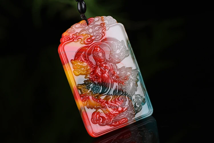 

Ожерелье с подвеской из нефрита, дракона Гуаньинь, натуральный цвет, китайская ручная работа, очаровательные ювелирные изделия из нефрита, ...