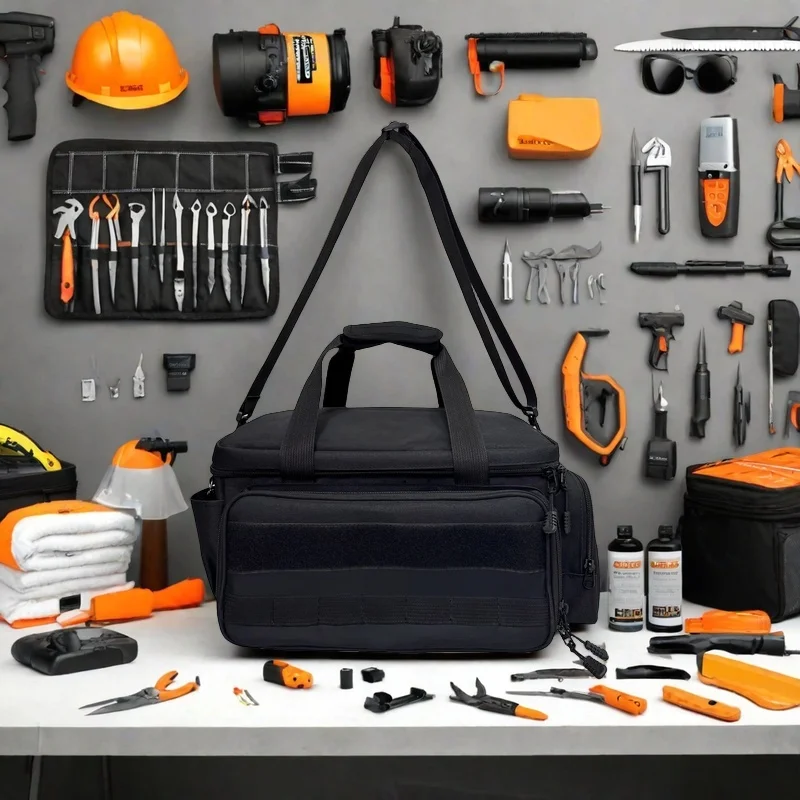Multi-purpose Work Tote for Carpenter Multi Pocket Nylon Electrician Tool Organizer Tactical Tool Bag with Anti-friction Bottom