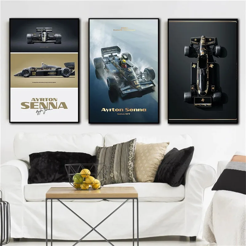 Senna Art Print Artwork 1985 Classic Racing Poster Print Canvas Painting Home Decor Wall Art Picture for Living Room