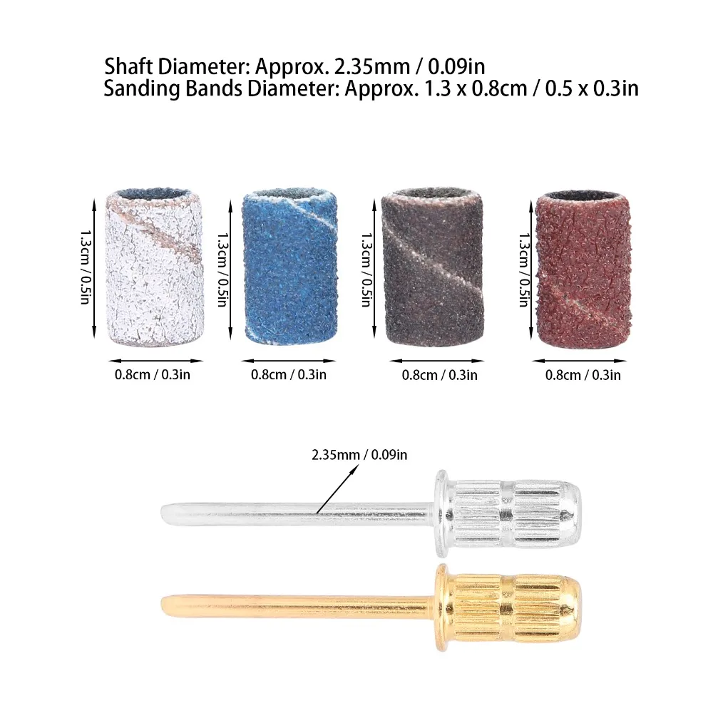 400 Pcs With Shaft Sanding Bands Fine Grit Grinding Sand Nail Sanding Bands Manicure Sanding Bands For Nail Artist 6