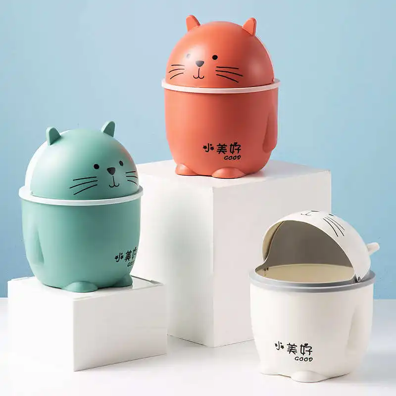 

Desktop Tra Can Creative Home Cute Small Size Dormi Tabletop ular ature Covered Storage Paper Basket