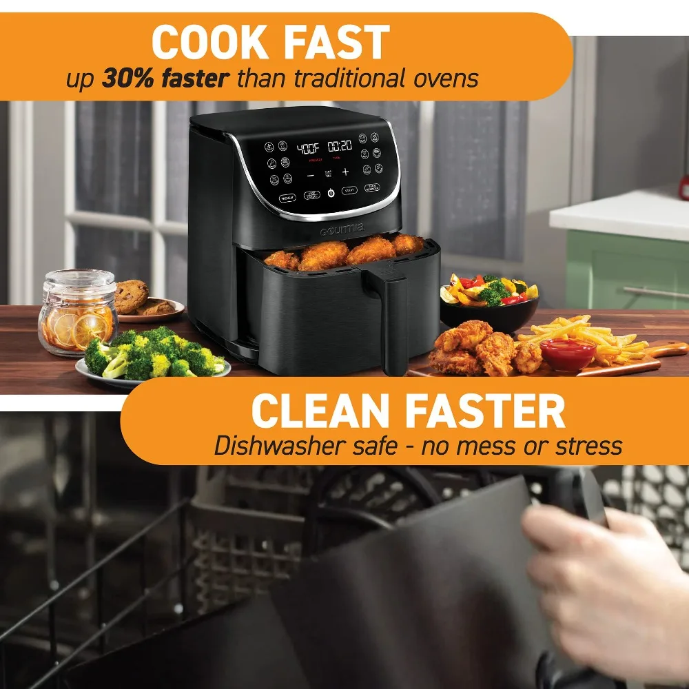 Air Fryer Oven Digital Display 7 Quart Large AirFryer Cooker 12 Touch Cooking Presets, XL Air Fryer Basket 1700w Powe