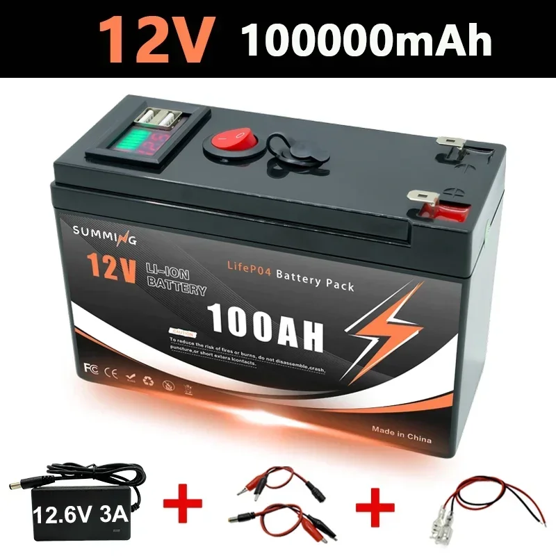 Upgrade 12V 150Ah LiFePO4 oplaadbare lithiumbatterij,️4000+ cycli, voor kleine UPS, zonne-energie, Fishfinder, Power Wheel