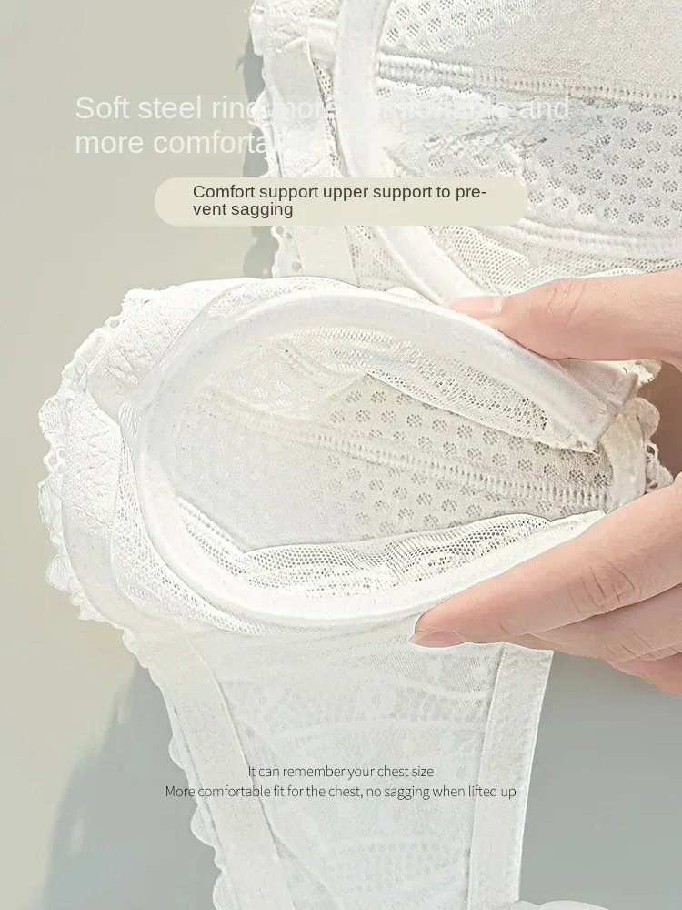 32/34 French Sexy Pure Rabbit Ears Cup Push-up Underwear Female Summer Thin Big Chest Small Chest Tight Anti-sag Lace Bra Cover