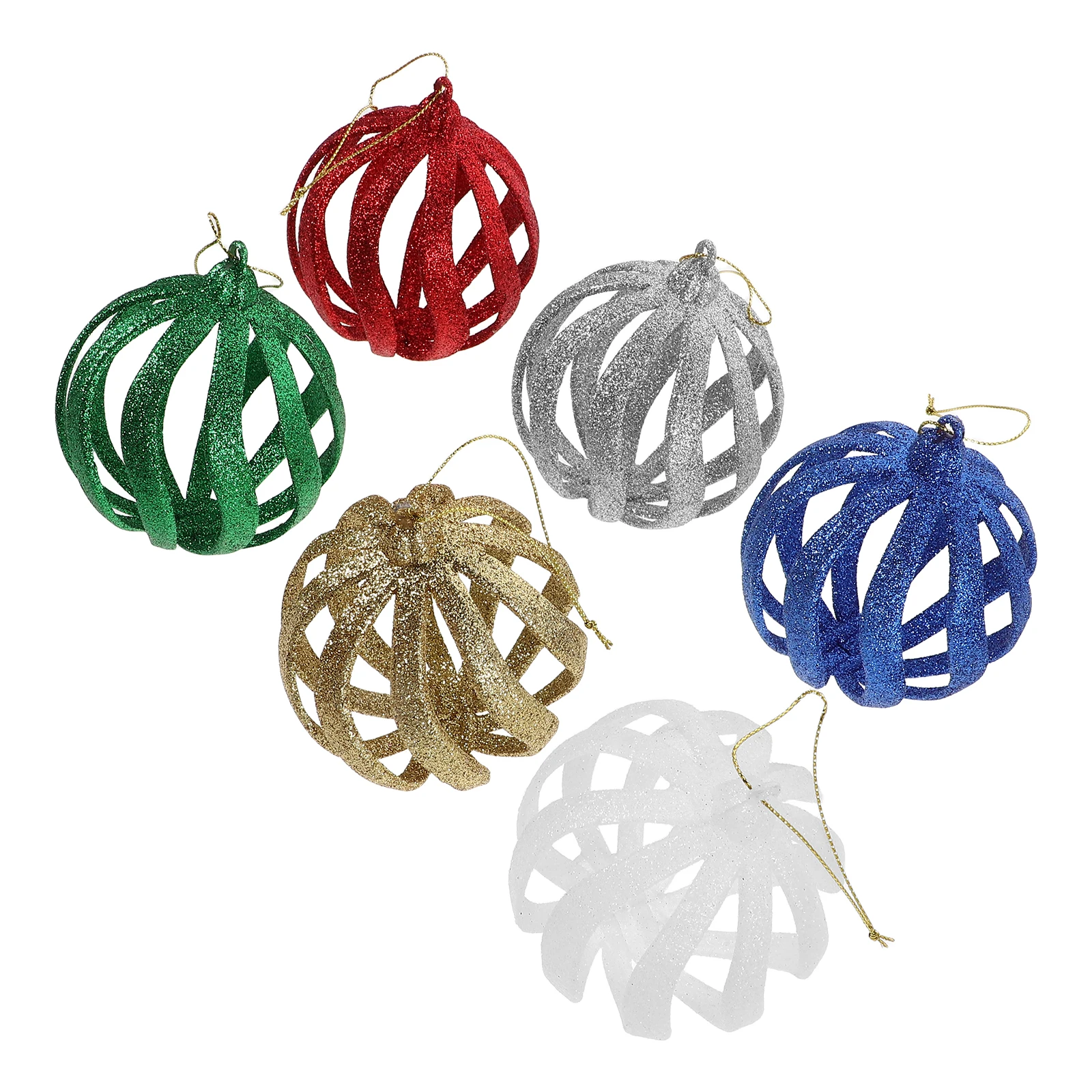 

6Pcs Christmas Tree Balls Glitter Plastic Hanging Baubles for Holiday Party Wedding Decorations Xmas DIY Ornament Set