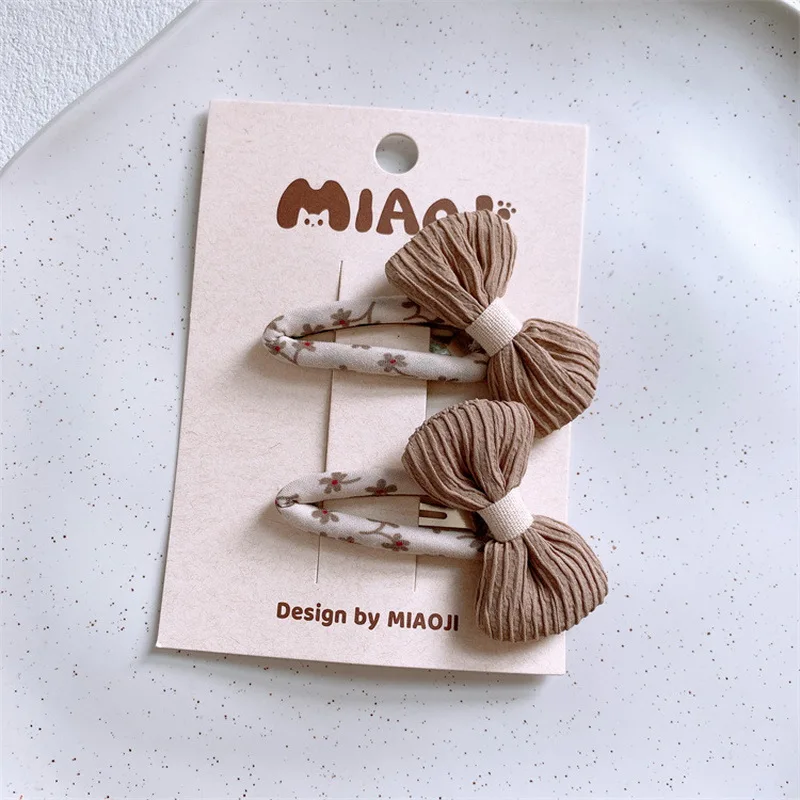 1Set Herbst Winter Bogen Haar Clips 2024 Neue Gestrickte Blume Haarnadeln Für Mädchen Kaffee Farbe BB Clips Baby Haarspange haar Zubehör – Detail 8